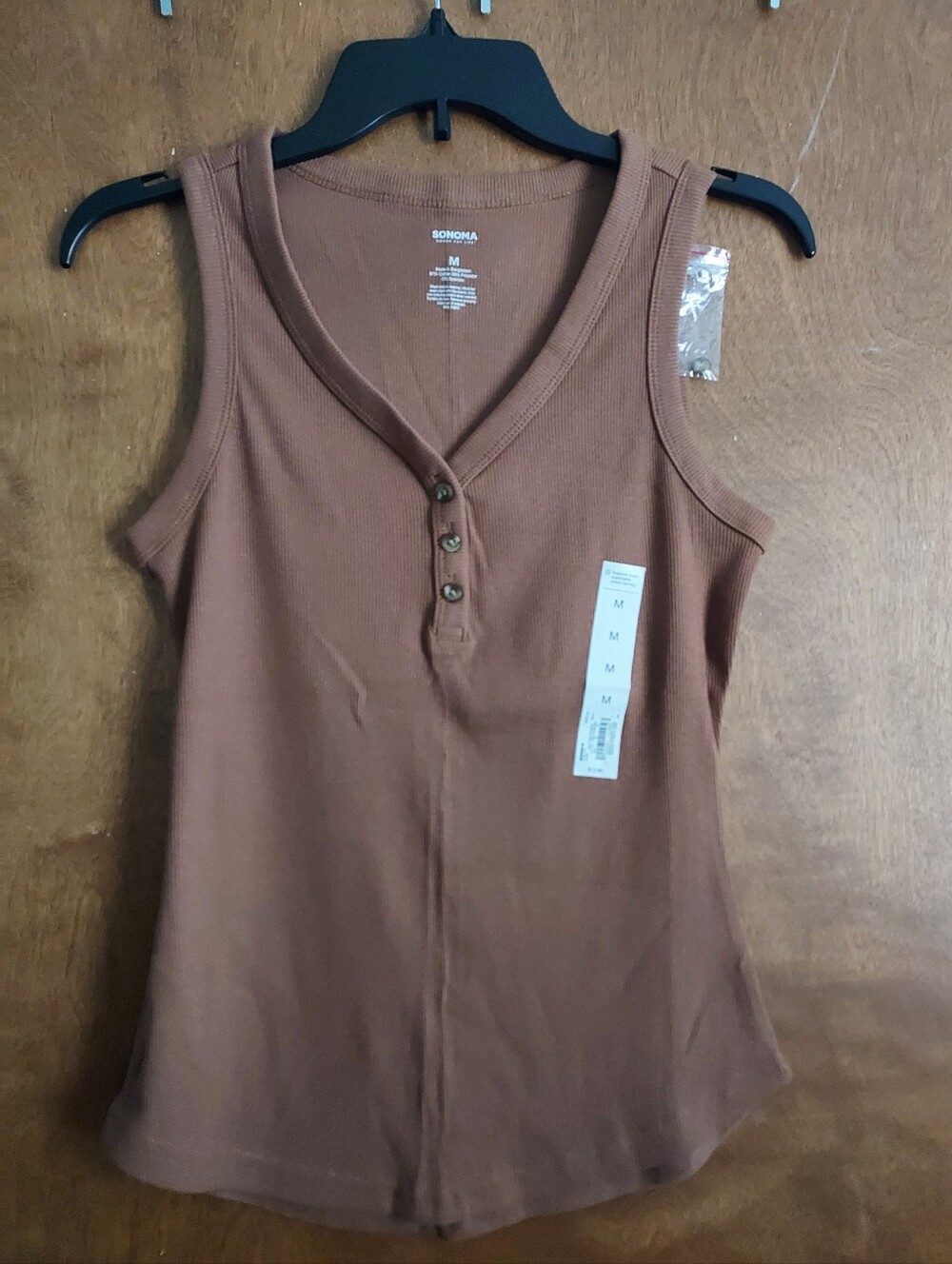 Sonoma Ribbed Button V-Neck Tank NWT